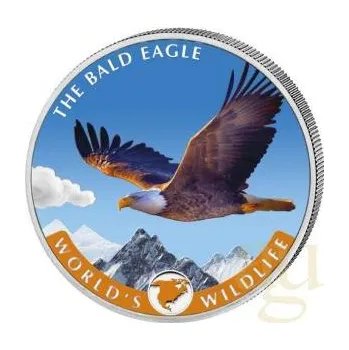 Sběratelství 1 unce stříbrná mince Kongo World´s Wildlife - Weißkopfseeadler 2021 - coloriert