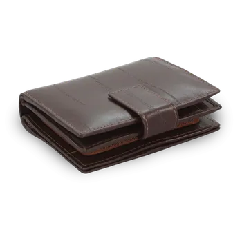 Tmavě hnědá dámská kožená peněženka se zápinkou thp_01