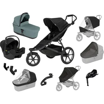 Kočárek Akční set MAX Thule Urban Glide 3 Black s magnetickou přezkou + korba mid blue + SnugLite midnight Autorizovaný prodejce