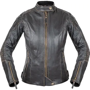 Moto bunda W-tec Dámská kožená moto bunda Lecia (Velikost: L rozšířená, Barva: hnědá)