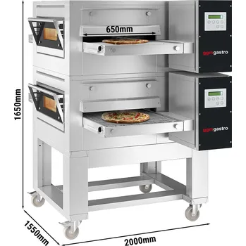 Pec na pizzu G.Gastro (2 Kusy) Plynové průchozí pece - 1550x2000mm - digitální - šířka pásu: 650mm - vč. podstavce
