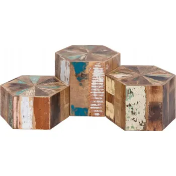 Konferenční stolek Set konferenčních stolků z recyklovaného dřeva Lungo