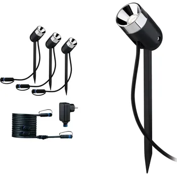 Lampička Paulmann Plug & Shine zemní bodová lampa Pike 3-paticová antracit, chrom 3 x 3,5 W LED - Doprava zdarma