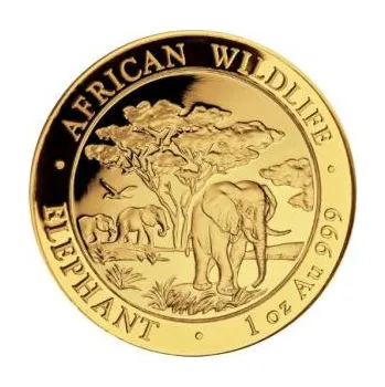 1 unce zlatá mince Somálsko slon 2012