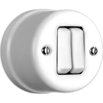 vypínač Elhard Nástěnný keramický vypínač s kolébkou č.5b (6+6), bílý