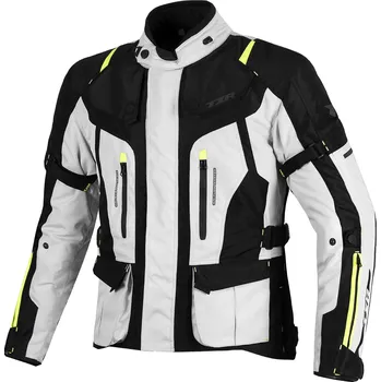 Moto bunda TXR Bunda na motorku Expedition černo-šedo-fluo žlutá M (odnímatelná membrána Reissa; odnímatelní prošívaná podšívka; chrániče ramen a loktů; reflexní prvky; efektivní cirkulace vzduchu; přizpůsobení bundy postavě; snadné propojení s kalhotami pomocí zip
