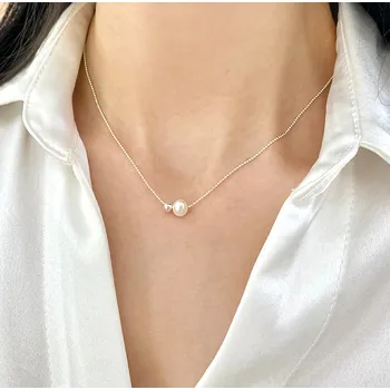 Náhrdelník For Silver Náhrdelník choker s přírodní sladkovodní perlou Trend - Stříbro 925