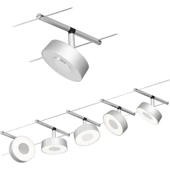 Lampička Paulmann Circle LED lankový systém 5 zdrojů chrom - délka lanka 10 m, max. 2 x 5 m lze napnout chrom matný 5 x 5 W LED - Doprava zdarma