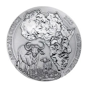 1 unce stříbrná mince Rwanda Kopicernbüffel 2015
