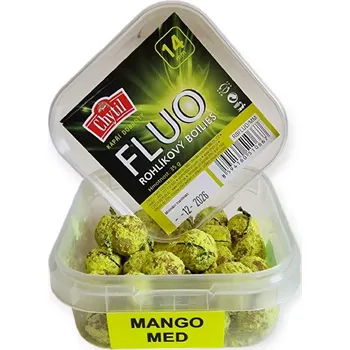 Boilies Rohlíkový boilies "Fluo" 35g Mango/Med (Rohlíkové boilies se zvýšenou viditelností)