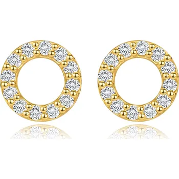 Náušnice Náušnice ze žlutého 14K zlata - kroužek, dvanáct čirých diamantů na každé náušnici