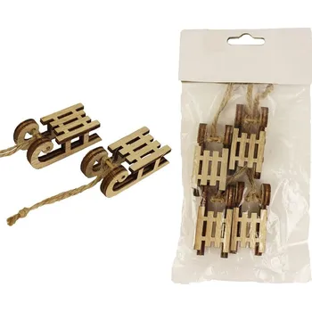 Vánoční dekorace Sáňky přírodní, 4 ks D1220/P