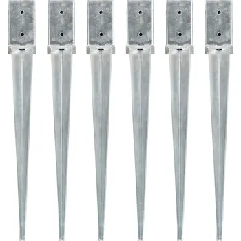 Příslušenství pro plot vidaXL Marketos Kotvící hroty 6 ks stříbrné 8 x 8 x 76 cm pozinkovaná ocel