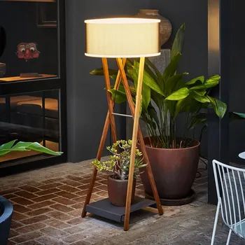 Venkovní osvětlení MARSET Cala 140 stojací lampa, IP65, iroko/hnědá - šířka základny 42 cm, délka kabelu 250 cm, výška stínidla 24 cm hnědá, bílá, krémová 2 x 8 W LED - Doprava zdarma