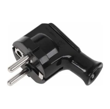 Elektrická zásuvka Úhlová zástrčka s uzemněním unischuko černá WT-35-2 | C2-3