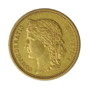 20 švýcarský Frank zlatá mince Helvetia