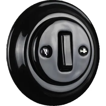 vypínač Elhard Kulatý keramický vypínač s kolébkou č.6, černý - kompletní