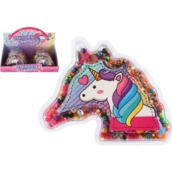 Hračka Korálky plastové barevné v blistru tvaru hlavy jednorožce 19x15cm