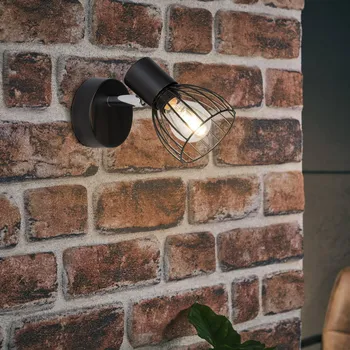 Lampička Brilliant Nástěnný reflektor Blacky, Ø 8,4 cm, černý, kovový černá 1 x 40 W