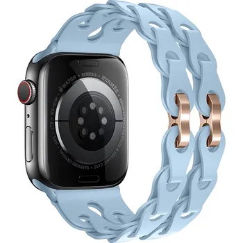 Příslušenství k chytrým hodinkám Silikonový řetízkový řemínek pro Apple Watch 38/40/41/42(S10)mm Barva náramku: Modro-Šedá
