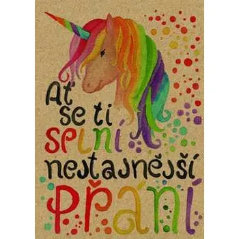 Přáníčko BeBechy - recyklovaný papír - Jednorožec,rychlé dodání