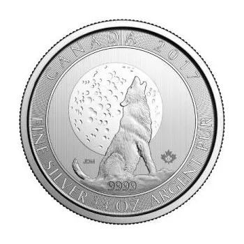 3/4 unce stříbrná mince Kanada - Wolf mit Mond 2017