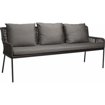 Stern Jídelní lavice Greta, Stern, 195x66x86 cm, rám lakovaný hliník šedočerný (anthracite), lankový výplet šedý (platin), 100% akryl šedá (silk grey)