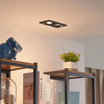 Lampička Stropní svítidlo Lindby Thorid, černé, 19 x 10 cm, 2 světla, GU10 černá 2 x 10 W LED