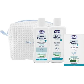 CHICCO Kosmetická taška na zip Baby Moments Blue 23x12x16 modrá
