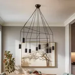 Euluna Závěsné světlo Imbria, 10 žárovek, délka 126 cm, černé - Stříška - Ø 15 cm, výška 6 cm černý 10 x 35 W - Doprava zdarma