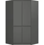 Rohová šatní skříň CLP 100 cm 4D grafitově šedá