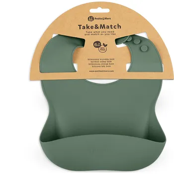 PETITEMARS Silikonový bryndák Take&Match Misty Green 6m+ 25x5x38 zelená