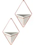 květináče na stěnu Umbra TRIGG malé 2 ks šedý/měděný