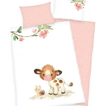 HERDING GREEN Dětské povlečení do postýlky MALÁ KRAVIČKA, 100/135+40/60