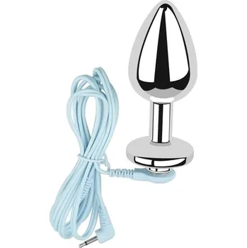 Anální kolík Slave4master E-Stim Droplet Butt Plug, ocelový anální kolík pro elektrosex 7,1 x 2,8 cm