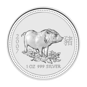 10 uncí stříbrná mince Austrálie Lunar I prase 2007