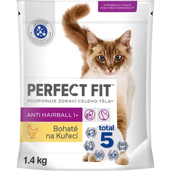 Krmivo pro kočku PERFECT FIT granule pro kočky Anti-hairball s kuřecím 1,4 kg