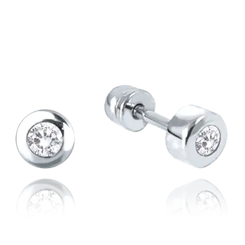 Náušnice 0872 MINET Náušnice z bílého zlata na šroubek s bílými zirkony Au 585/1000 1,15 g