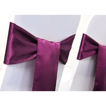 Slavnostní potah na židli Stuha na židle saténová 15x270 cm - švestková - 1 ks - výprodej