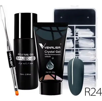 Venalisa Crystal Gel Kit: Dark Olive - sada poly gelů s příslušenstvím