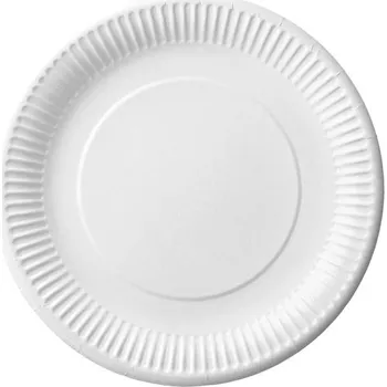 Talíř Papírové talíře bílé kulaté na gril, dort, narozeniny 23 cm 100 ks