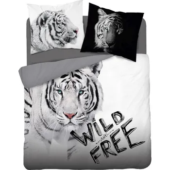 Povlečení Luxusní Francouzské povlečení Bílý Tygr Wild Free 220x200/2x70x80 cm