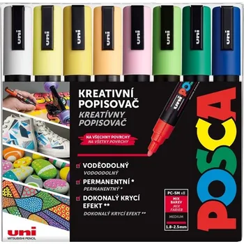 Akrylové fixy UNI POSCA 5M, 8ks jarní tóny