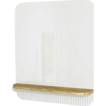 Koupelnový nábytek Zrcadlo do koupelny Devo Gloria 2.0 s dřevěnou poličkou 70 x 86 cm bílá matná GL2-LUPL70-2-F83D01