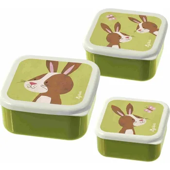 Svačinový box 3 dílná sada svačinových krabiček Sigikid zajíc