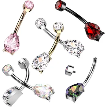 Piercing Atreya Titanový piercing do pupíku s vnitřním závitem Yello Barva: Zlatá / Čirá