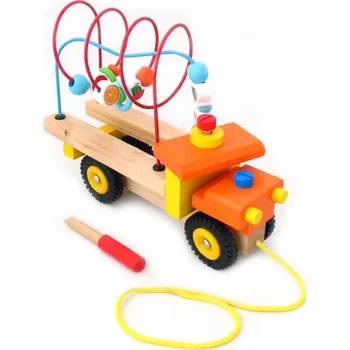 Hrací kostka Interaktivní dřevěný náklaďák s kuličkovým bludištěm