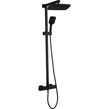 Tyč na sprchový závěs CERANO - Sprchový nástěnný sloup Vermax - termostatická sprchová baterie - černá matná