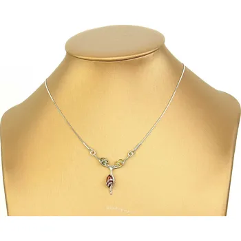 Náhrdelník Jantarový barevný náhrdelník stříbro Ag 925/1000 (4,7g)