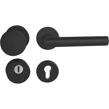 Dveřní kování TI - CUBO/FAVORIT - R klika/klika, rozety PZ PLUS BS - Černá matná (153)